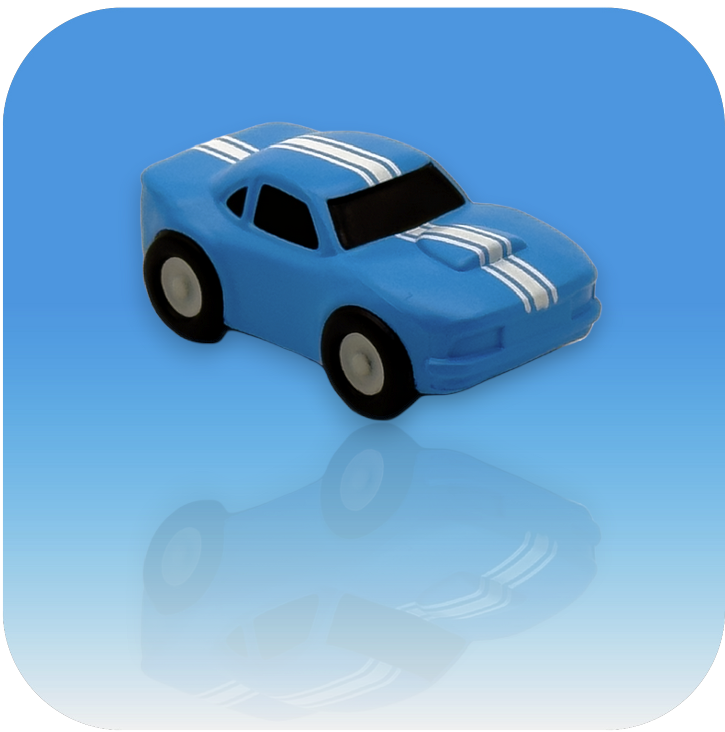 MedBuddy® Stevie blue race car toy figurine attachment for children's medical syringes to ease vaccination fear