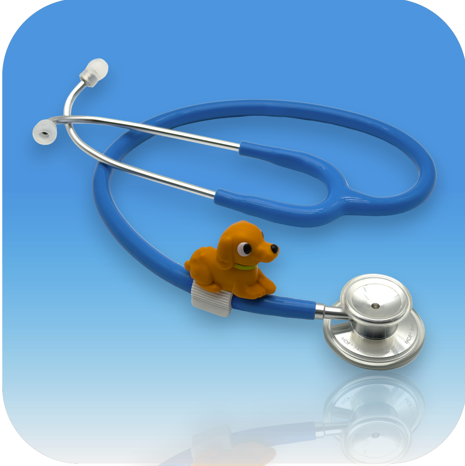 MedBuddy® Felix brown dog puppy toy figurine attachment for children's medical stethoscope to reduce fear of needles