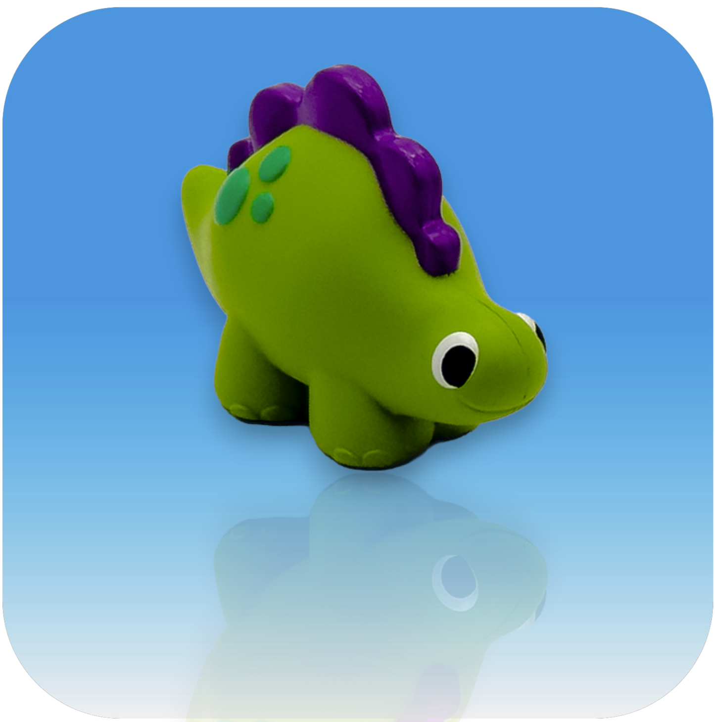 MedBuddy® Carter green stegosaurus dinosaur toy figurine attachment for children's medical syringes to reduce needle fear